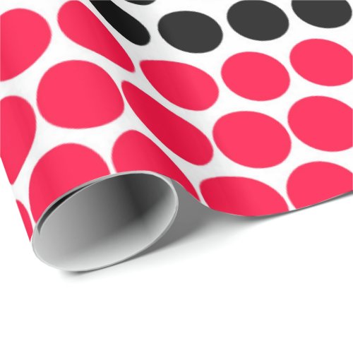 Carmine Red and Black Polka Dot Wrapping Paper