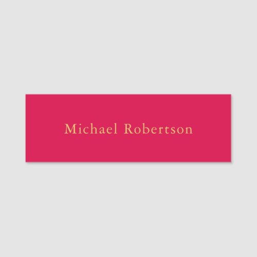 Carmine Red Gold Colors Professional Trendy Modern Name Tag