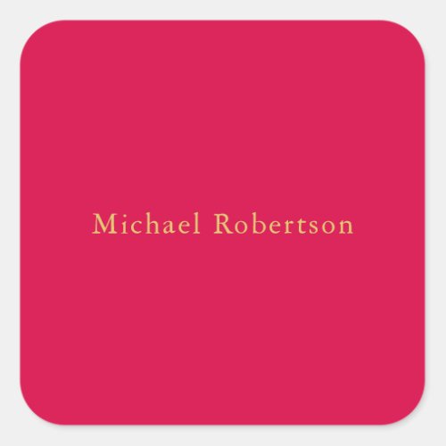 Carmine Red Gold Colors Professional Trendy Modern Square Sticker