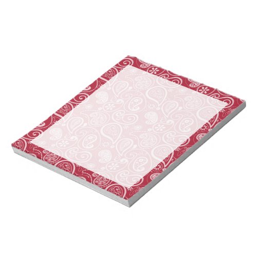 Carmine Red Paisley Notepad