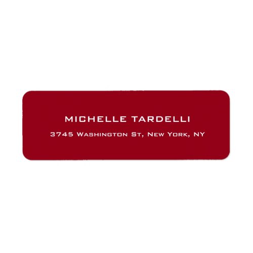 Carmine Red Plain Elegant Modern Trendy Minimalist Label