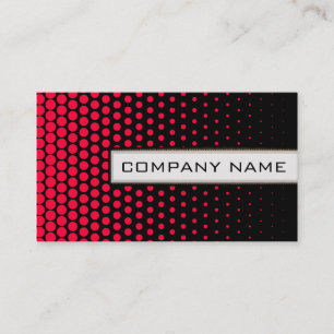 Carmine Red Polka Dot Elegant Modern Black Business Card