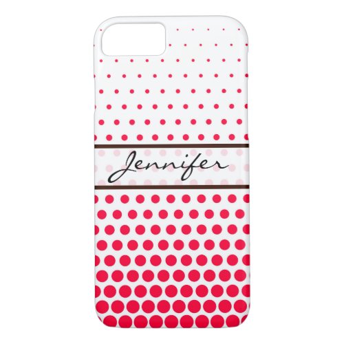 Carmine Red Polka Dot Elegant Modern White iPhone 87 Case