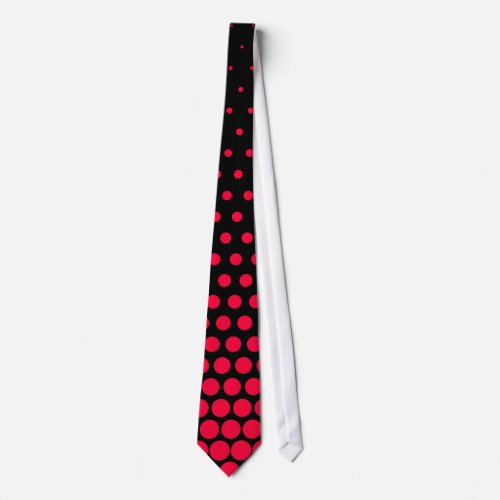 Carmine Red Polka Dot Modern Black Neck Tie