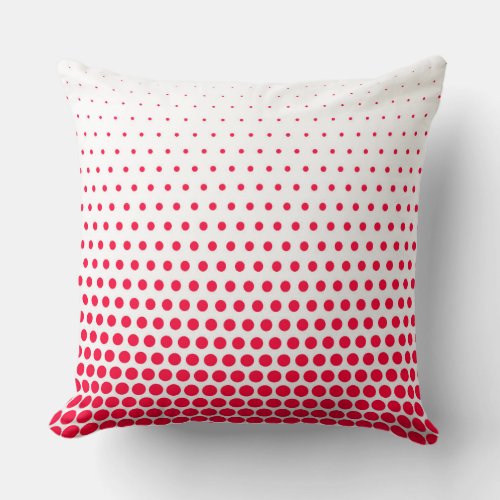 Carmine Red Polka Dot Modern White Throw Pillow