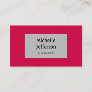 Carmine Red Silver Gray Trendy Business Card