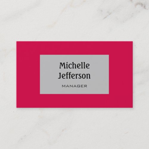 Carmine Red Silver Gray Trendy Business Card