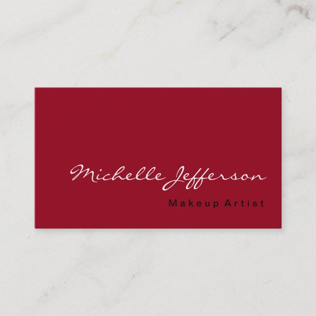 Carmine Red Trendy Professional Business Card (Front)