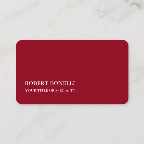 Carmine Red Unique Modern Stylish Minimalist Business Card