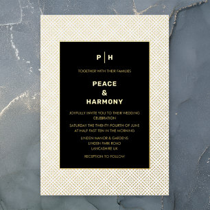 Carnaby Confetti Gold White Black Wedding Foil Invitation