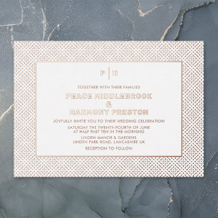 Carnaby Confetti Rose Gold White Wedding Foil Invitation