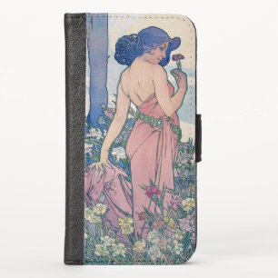 Carnation, Alphonse Mucha iPhone X Wallet Case