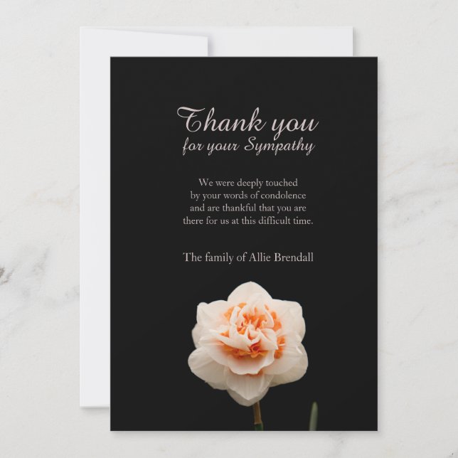 Carnation Bereavement  Sympathy Thank You Card (Front)