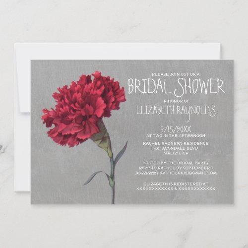 Carnation Bridal Shower Invitations
