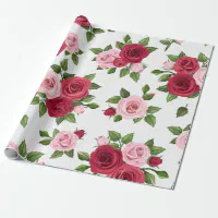 Romantic Red Pink Carnation Floral Wrapping Paper · Creative Fabrica