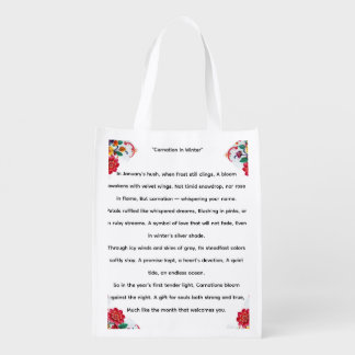 Carnation Energy Pink, Red & White  5D Oil Paint  Grocery Bag