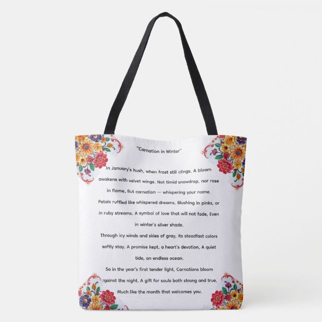 Carnation Energy Pink, Red & White  5D Oil Paint  Tote Bag (Back)