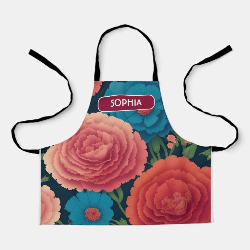 Carnation Floral Colorful Personalized Pattern Apron