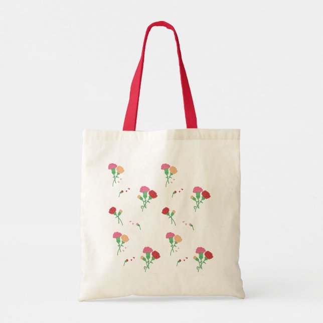 Carnation Floral Pattern Tote Bag (Back)