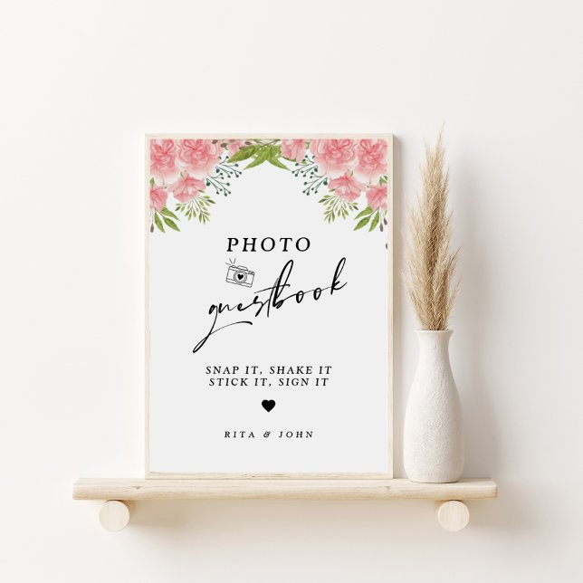 Carnation Floral Wedding Photo Guestbook Sign (Creator Uploaded)