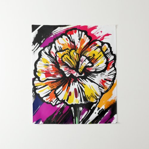 Carnation Flower Abstract Art Floral Colorful Tapestry