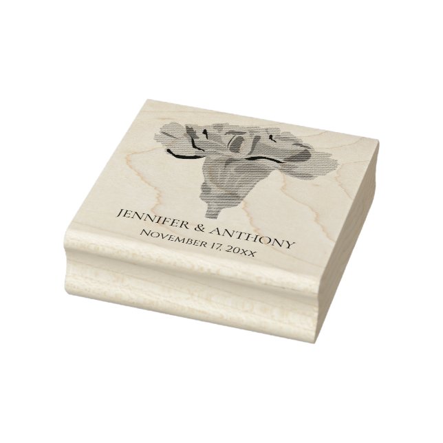 Carnation Flower Luxe Modern Floral Wedding Rubber Stamp (Stamp)