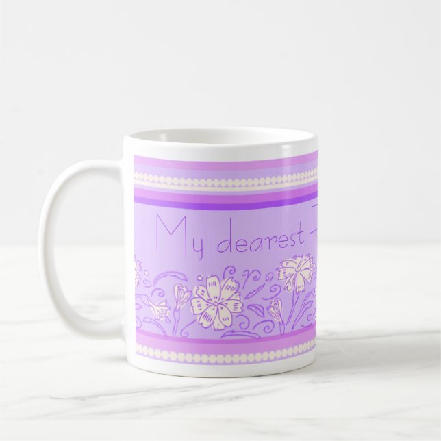 Carnation flower purple and pink friend mug (Left)