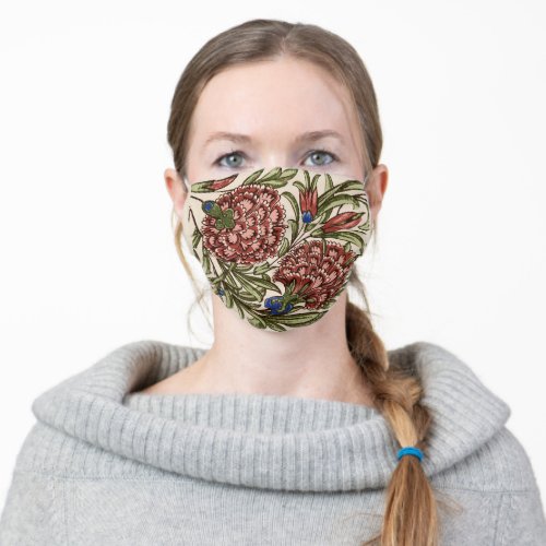 Carnation Flower Tile Antique Art Adult Cloth Face Mask