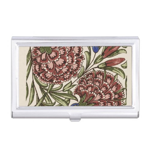 Carnation Flower Tile Antique Art Business Card Case