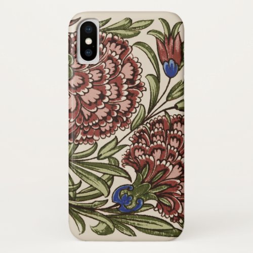 Carnation Flower Tile Antique Art iPhone X Case