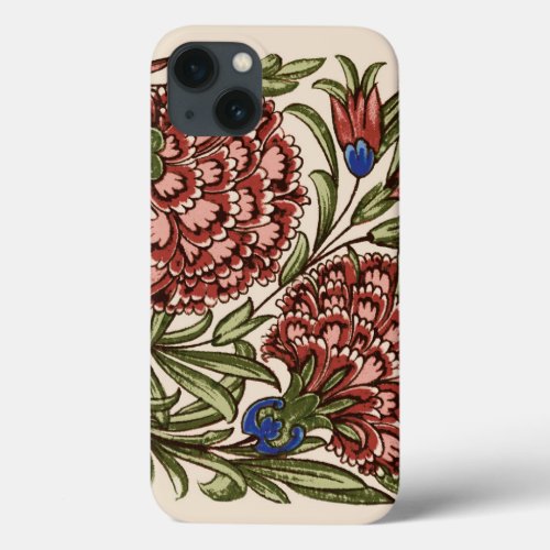 Carnation Flower Tile Antique Art iPhone 13 Case