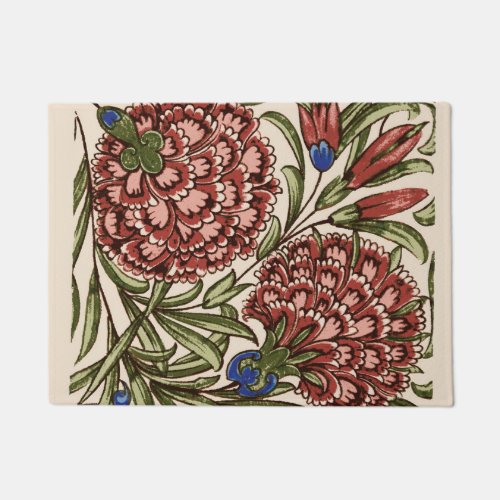 Carnation Flower Tile Antique Art Doormat