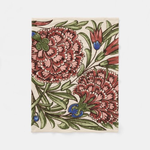 Carnation Flower Tile Antique Art Fleece Blanket