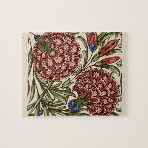 Carnation Flower Tile Antique Art Jigsaw Puzzle