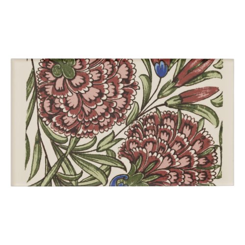 Carnation Flower Tile Antique Art Name Tag