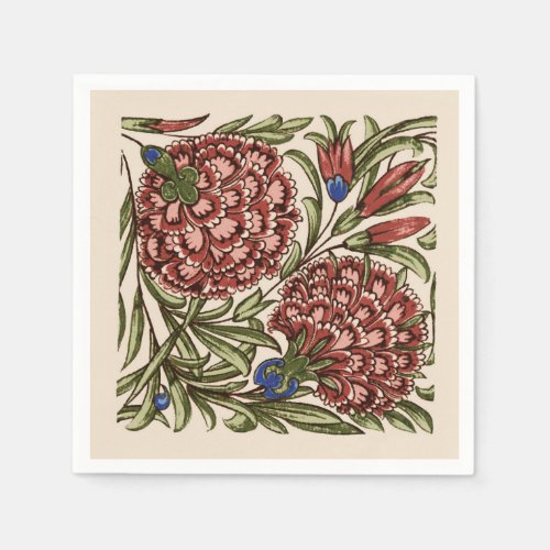 Carnation Flower Tile Antique Art Napkins