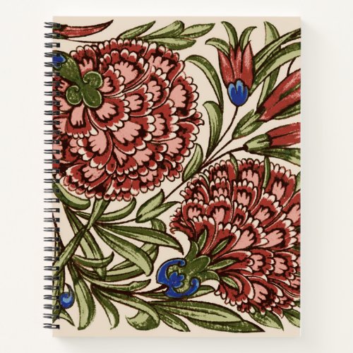Carnation Flower Tile Antique Art Notebook