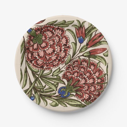 Carnation Flower Tile Antique Art Paper Plates