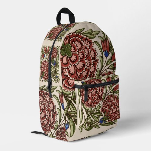 Carnation Flower Tile Antique Art Printed Backpack