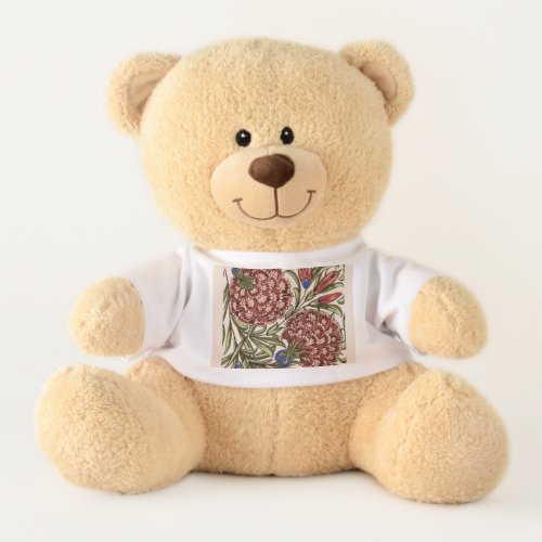 Carnation Flower Tile Antique Art Teddy Bear