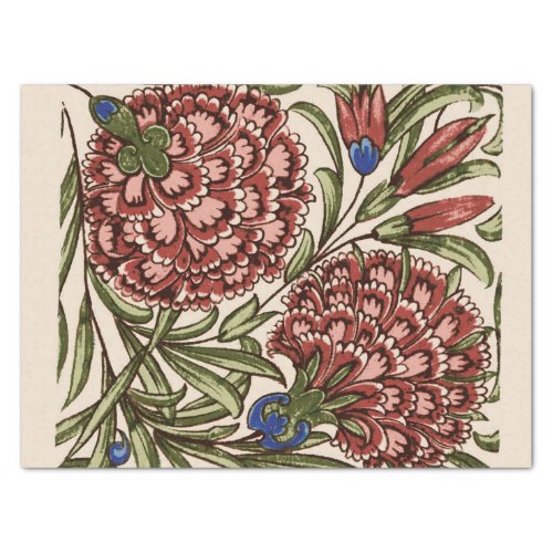 Carnation Flower Tile Antique Art Tissue Paper