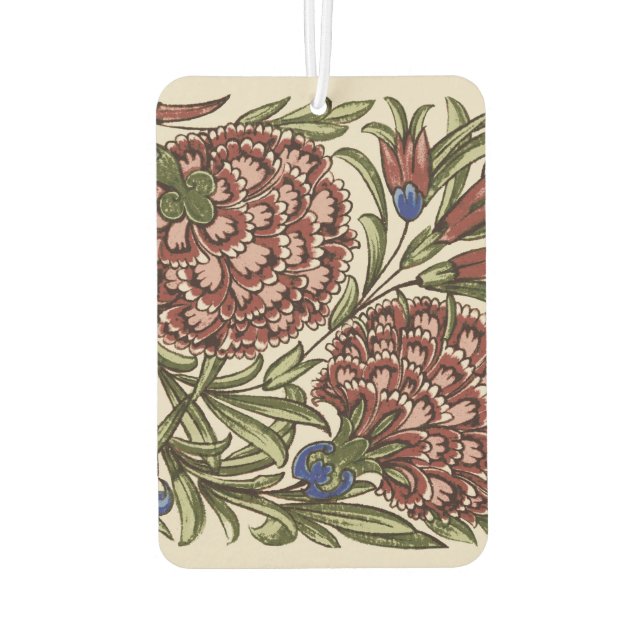 Carnation Flower Tile Antique Rustic Art Air Freshener (Back)