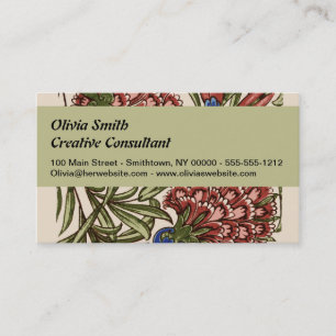Carnation Flower Tile Antique Rustic Art Business Card