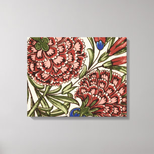 Carnation Flower Tile Antique Rustic Art Canvas Print