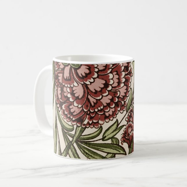 Carnation Flower Tile Antique Rustic Art Coffee Mug (Front Left)