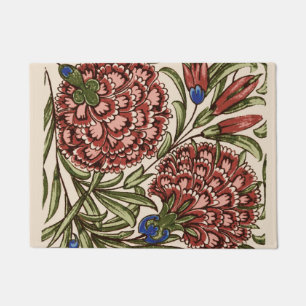 Carnation Flower Tile Antique Rustic Art Doormat