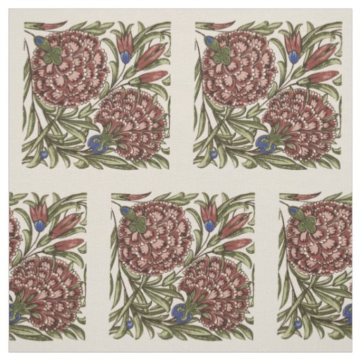 Carnation Flower Tile Antique Rustic Art Fabric