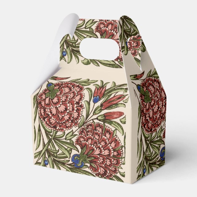 Carnation Flower Tile Antique Rustic Art Favor Boxes (Front Side)