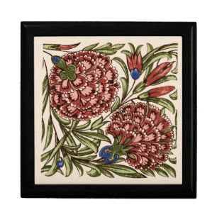 Carnation Flower Tile Antique Rustic Art Gift Box