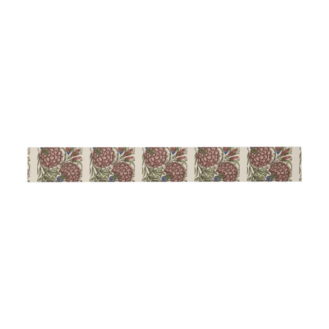 Carnation Flower Tile Antique Rustic Art Invitation Belly Band (Flat)